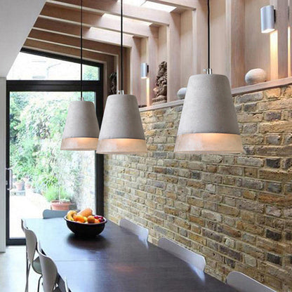 Contemporary Industrial Cylinder Prism Cement Resin 1-Light Pendant Light For Dining Room