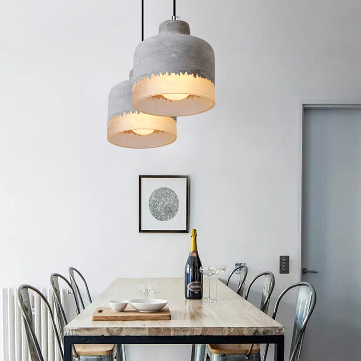 Contemporary Industrial Cylinder Prism Cement Resin 1-Light Pendant Light For Dining Room