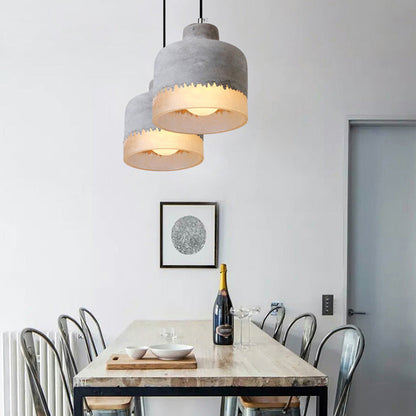 Contemporary Industrial Cylinder Prism Cement Resin 1-Light Pendant Light For Dining Room