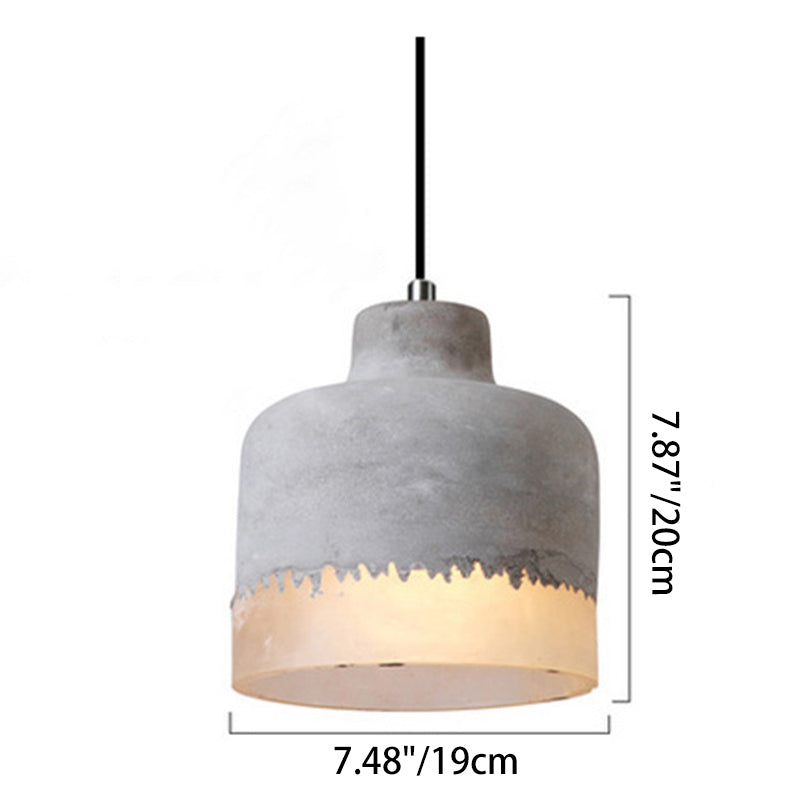 Contemporary Industrial Cylinder Prism Cement Resin 1-Light Pendant Light For Dining Room