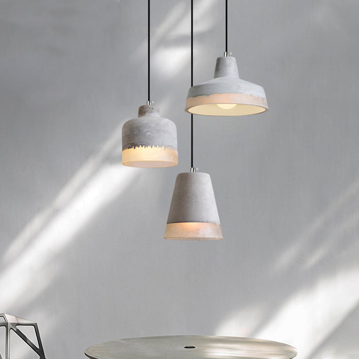 Contemporary Industrial Cylinder Prism Cement Resin 1-Light Pendant Light For Dining Room