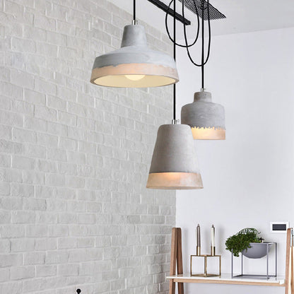 Contemporary Industrial Cylinder Prism Cement Resin 1-Light Pendant Light For Dining Room