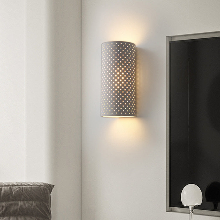 Modern Minimalist Round Cylinder Plaster LED Wall Sconce Lamp For Living Room