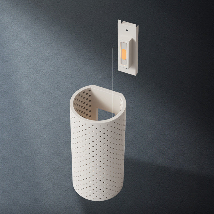 Modern Minimalist Round Cylinder Plaster LED Wall Sconce Lamp For Living Room