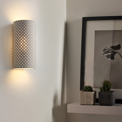 Modern Minimalist Round Cylinder Plaster LED Wall Sconce Lamp For Living Room