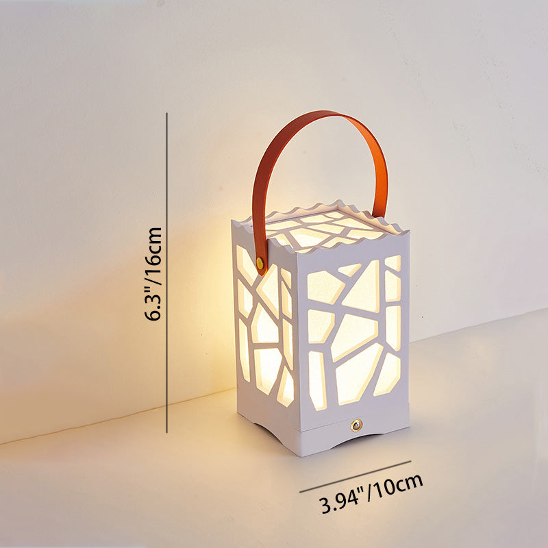 Modern Minimalist USB Handheld Rectangle Star Love Graphic Plastic LED Table Lamp For Bedroom