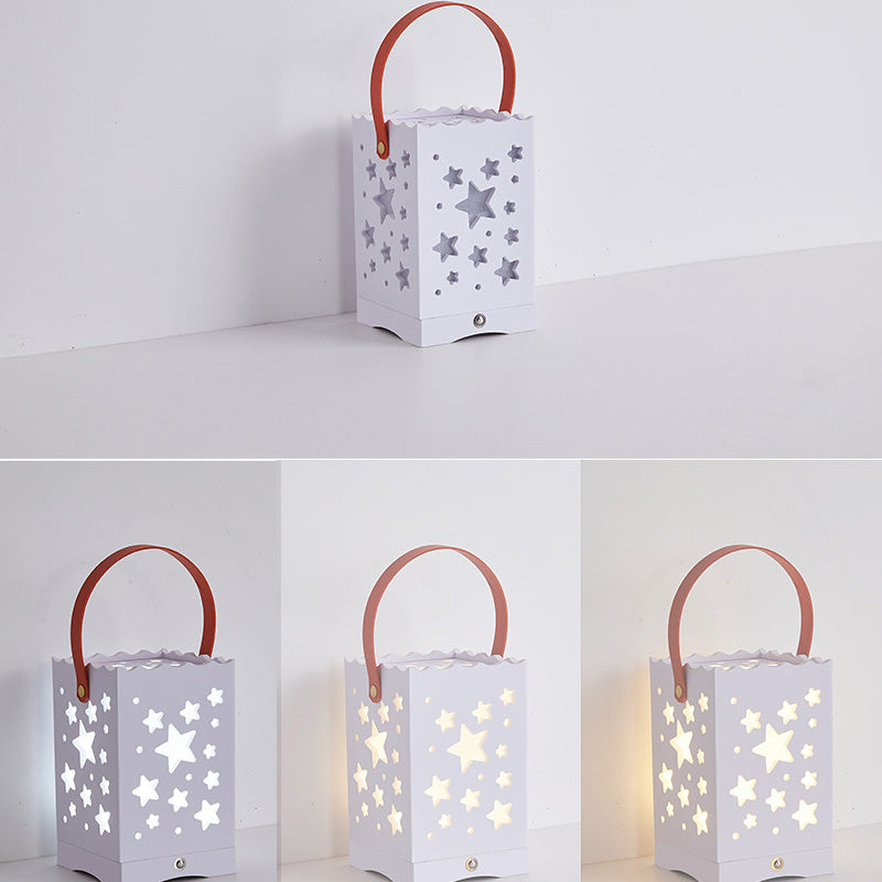 Modern Minimalist USB Handheld Rectangle Star Love Graphic Plastic LED Table Lamp For Bedroom
