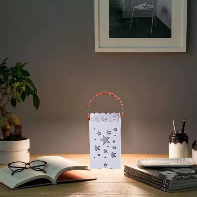 Modern Minimalist USB Handheld Rectangle Star Love Graphic Plastic LED Table Lamp For Bedroom