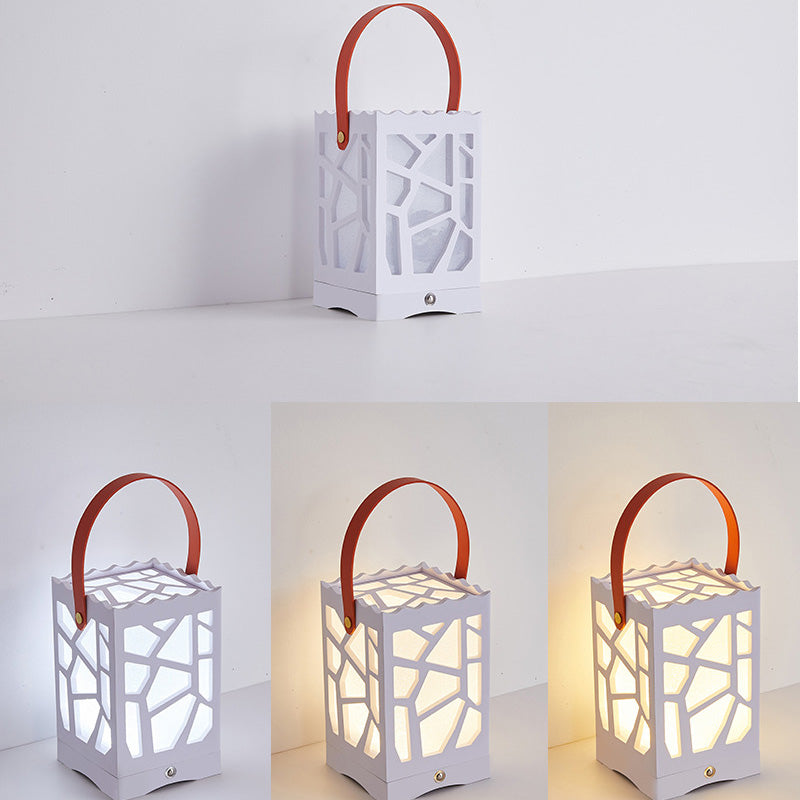 Modern Minimalist USB Handheld Rectangle Star Love Graphic Plastic LED Table Lamp For Bedroom