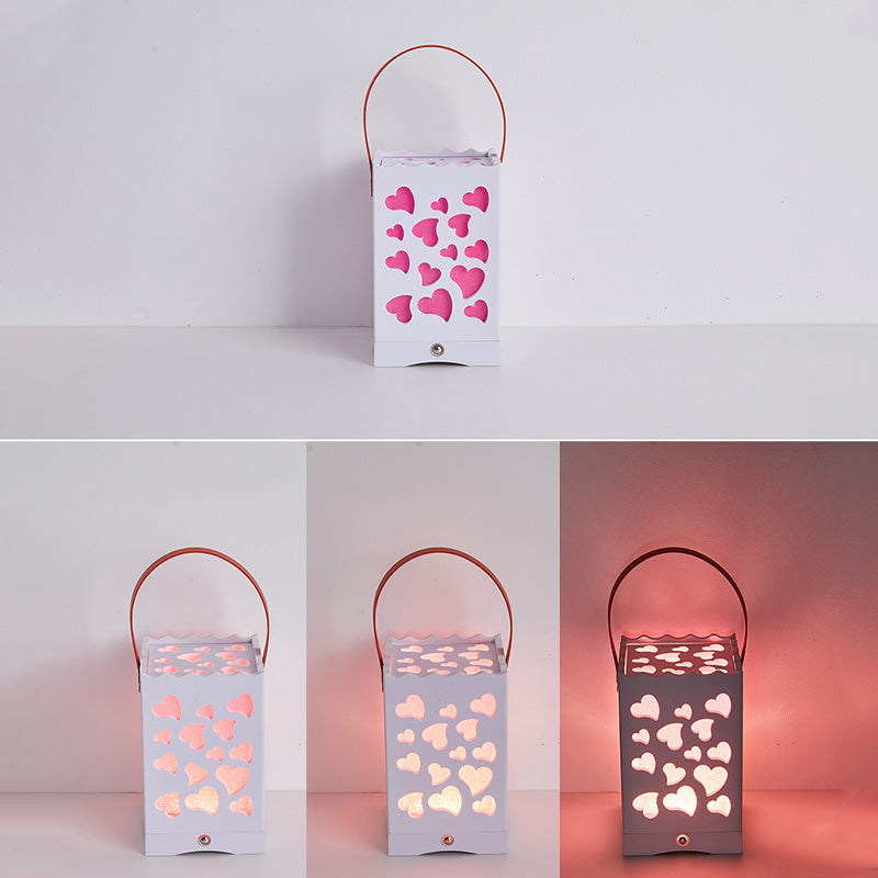 Modern Minimalist USB Handheld Rectangle Star Love Graphic Plastic LED Table Lamp For Bedroom