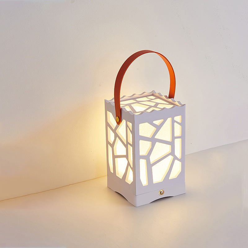 Modern Minimalist USB Handheld Rectangle Star Love Graphic Plastic LED Table Lamp For Bedroom