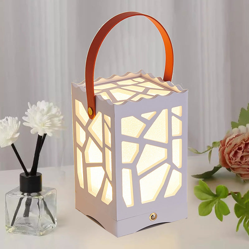 Modern Minimalist USB Handheld Rectangle Star Love Graphic Plastic LED Table Lamp For Bedroom