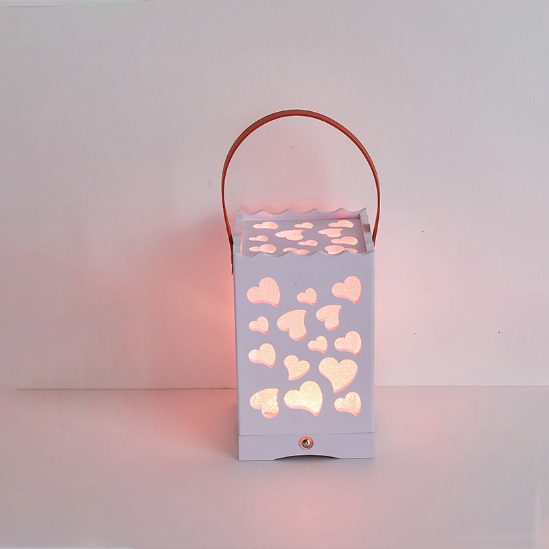 Modern Minimalist USB Handheld Rectangle Star Love Graphic Plastic LED Table Lamp For Bedroom