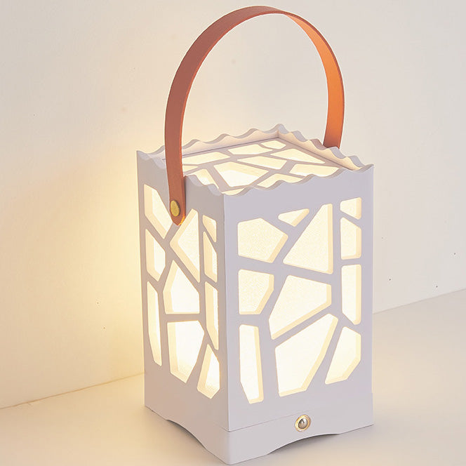 Modern Minimalist USB Handheld Rectangle Star Love Graphic Plastic LED Table Lamp For Bedroom