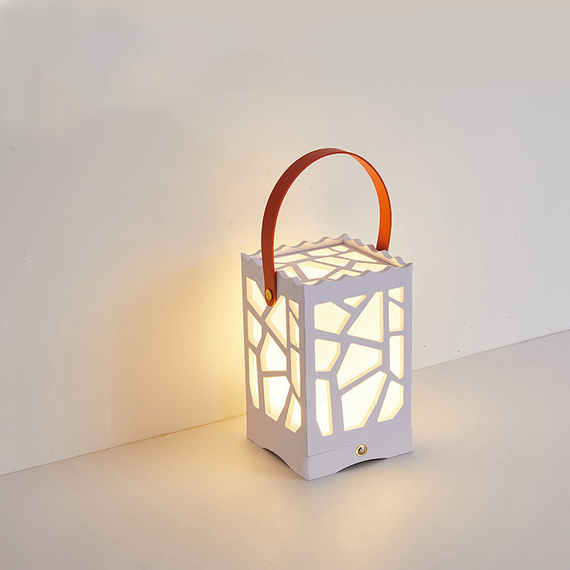 Modern Minimalist USB Handheld Rectangle Star Love Graphic Plastic LED Table Lamp For Bedroom