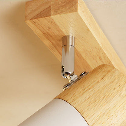 Contemporary Nordic Adjustable Linear Cylinder Wood Aluminum Spotlight 3-Light Semi-Flush Mount Ceiling Light For Bedroom