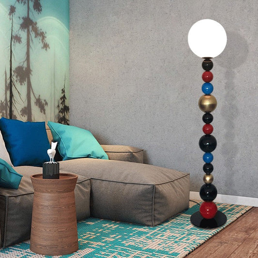 Contemporary Nordic Colorful Sugarloaf Round Orb Iron Glass 1-Light Standing Floor Lamp For Living Room
