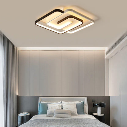 Modern Minimalist Round Square Diamond Acrylic Iron LED Flush Mount Ceiling Light For Bedroom