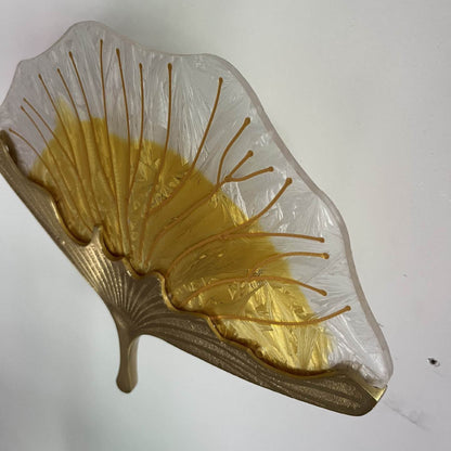 Contemporary Creative Ginkgo Leaf Copper Glaze Enamel LED Wall Sconce Lamp For Bedroom