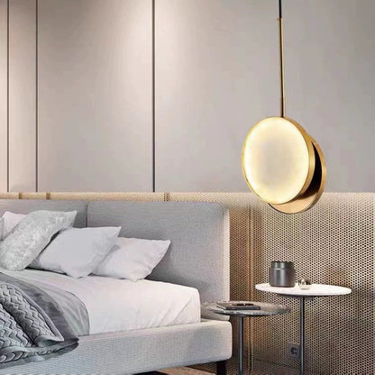 Contemporary Nordic Round Hardware Marble LED Pendant Light For Bedroom
