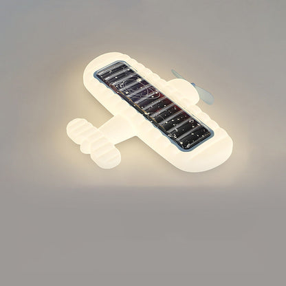 Contemporary Creative Cream Cartoon Airplane Shape Rectangle PE Iron LED Flush Mount Ceiling Light For Bedroom