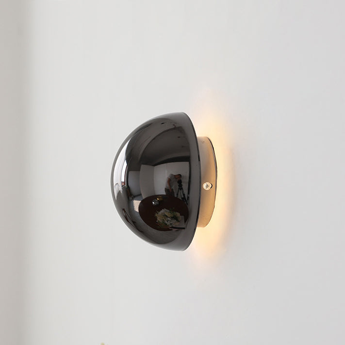 Modern Minimalist Meteorite Round Semi-Round Stainless Steel LED Wall Sconce Lamp For Bedroom
