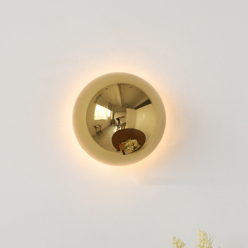 Modern Minimalist Meteorite Round Semi-Round Stainless Steel LED Wall Sconce Lamp For Bedroom