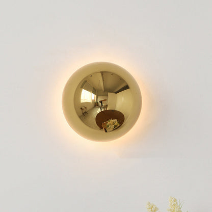 Modern Minimalist Meteorite Round Semi-Round Stainless Steel LED Wall Sconce Lamp For Bedroom