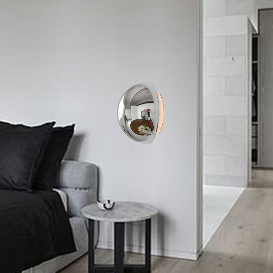Modern Minimalist Meteorite Round Semi-Round Stainless Steel LED Wall Sconce Lamp For Bedroom