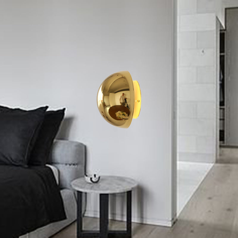 Modern Minimalist Meteorite Round Semi-Round Stainless Steel LED Wall Sconce Lamp For Bedroom