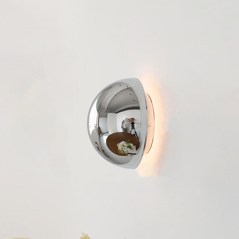 Modern Minimalist Meteorite Round Semi-Round Stainless Steel LED Wall Sconce Lamp For Bedroom