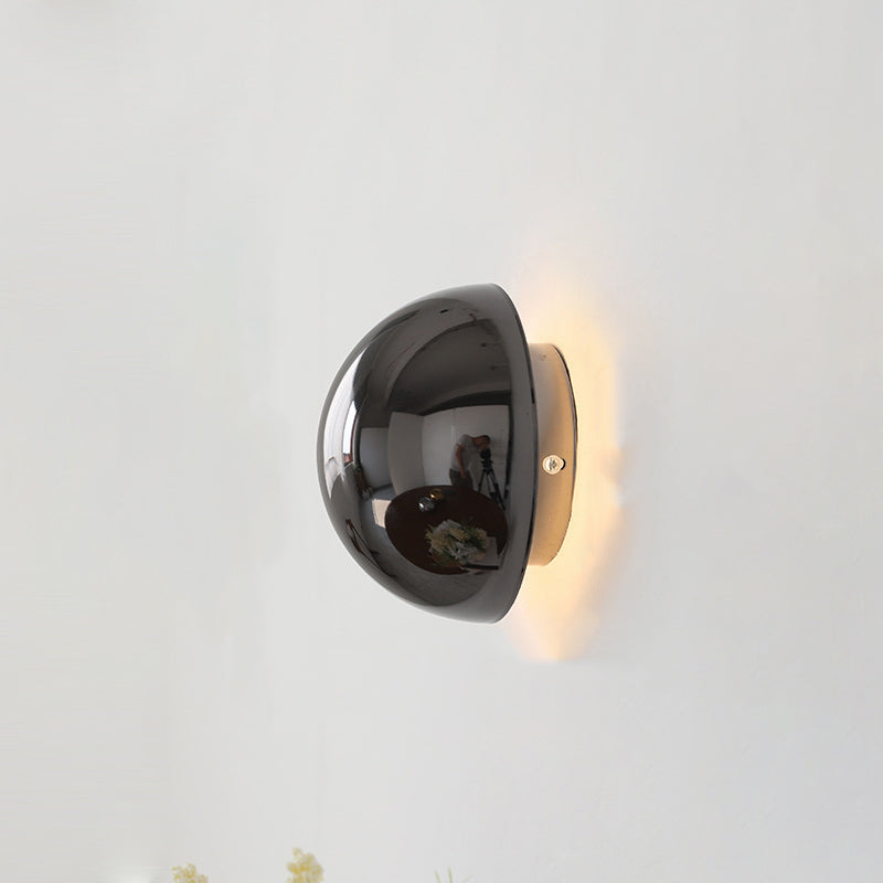 Modern Minimalist Meteorite Round Semi-Round Stainless Steel LED Wall Sconce Lamp For Bedroom
