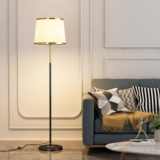Modern Minimalist Round Cylinder Metal Iron Fabric 1-Light Standing Floor Lamp For Living Room