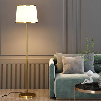 Modern Minimalist Round Cylinder Metal Iron Fabric 1-Light Standing Floor Lamp For Living Room