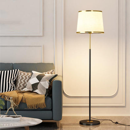 Modern Minimalist Round Cylinder Metal Iron Fabric 1-Light Standing Floor Lamp For Living Room