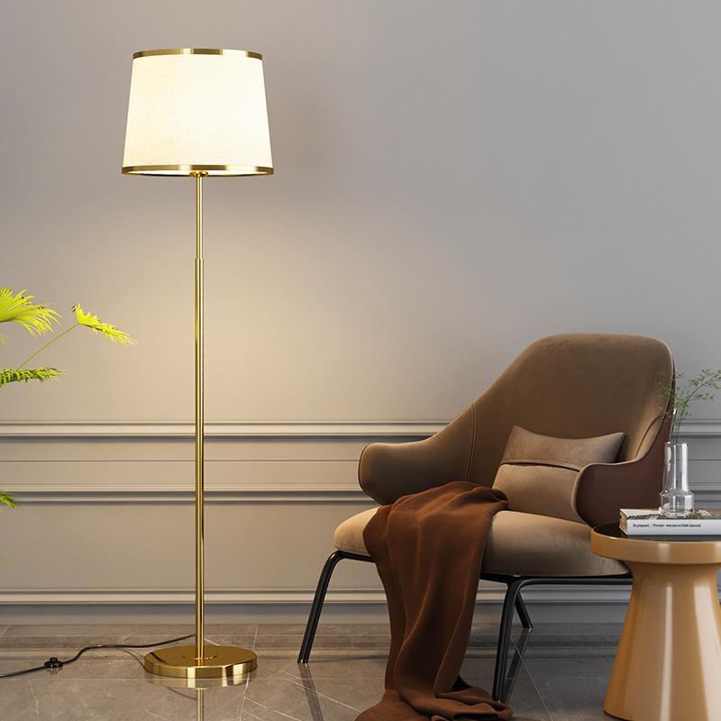 Modern Minimalist Round Cylinder Metal Iron Fabric 1-Light Standing Floor Lamp For Living Room