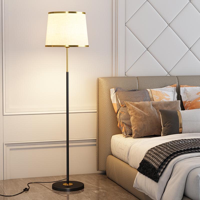 Modern Minimalist Round Cylinder Metal Iron Fabric 1-Light Standing Floor Lamp For Living Room