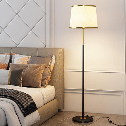 Modern Minimalist Round Cylinder Metal Iron Fabric 1-Light Standing Floor Lamp For Living Room