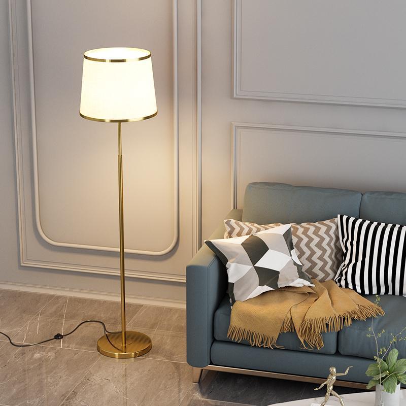 Modern Minimalist Round Cylinder Metal Iron Fabric 1-Light Standing Floor Lamp For Living Room