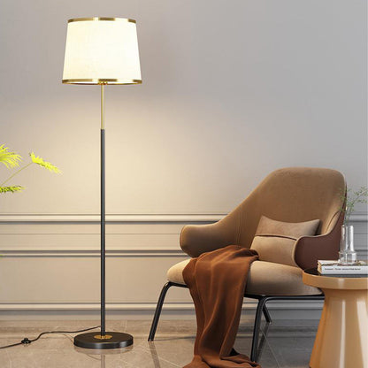 Modern Minimalist Round Cylinder Metal Iron Fabric 1-Light Standing Floor Lamp For Living Room
