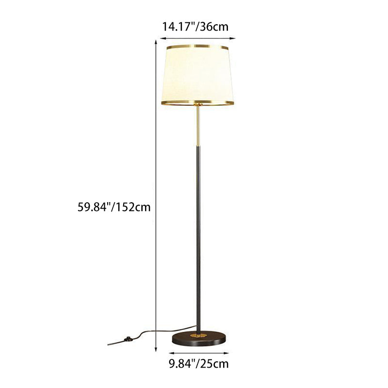 Modern Minimalist Round Cylinder Metal Iron Fabric 1-Light Standing Floor Lamp For Living Room