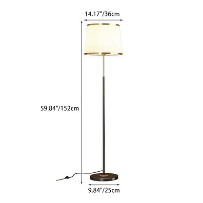 Modern Minimalist Round Cylinder Metal Iron Fabric 1-Light Standing Floor Lamp For Living Room