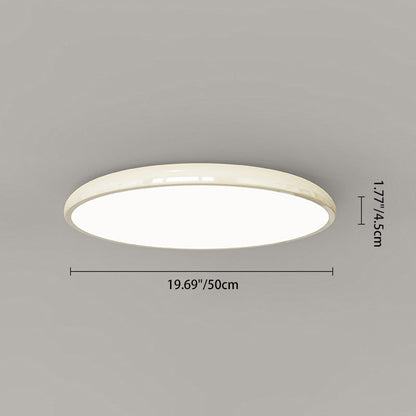 Contemporary Nordic Cream Round Iron LED Flush Mount Ceiling Light For Bedroom