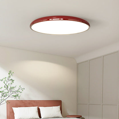Contemporary Nordic Cream Round Iron LED Flush Mount Ceiling Light For Bedroom