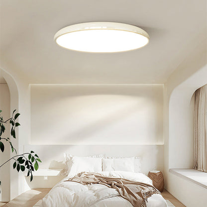 Contemporary Nordic Cream Round Iron LED Flush Mount Ceiling Light For Bedroom