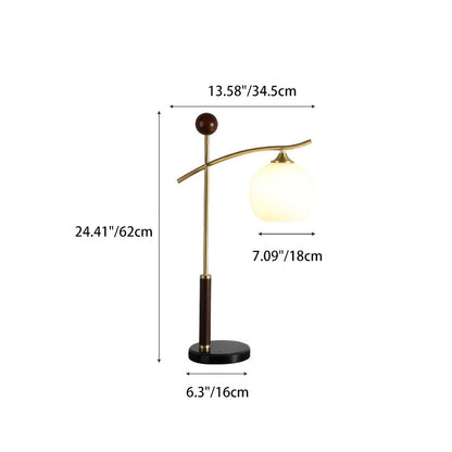 Contemporary Nordic Round Pleated Cone Rubberwood Marble Copper Glass PVC 1-Light Table Lamp For Bedroom