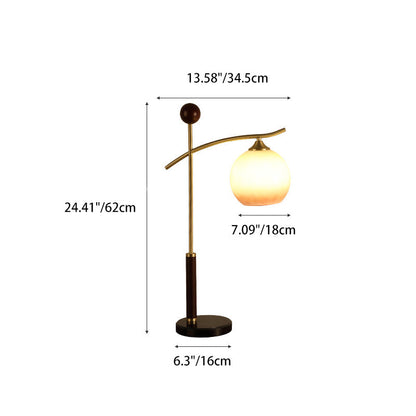 Contemporary Nordic Round Pleated Cone Rubberwood Marble Copper Glass PVC 1-Light Table Lamp For Bedroom
