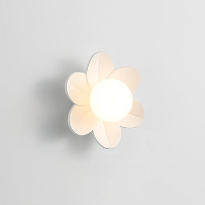 Contemporary Scandinavian Floral Orb Resin 1-Light Wall Sconce Lamp For Bedroom