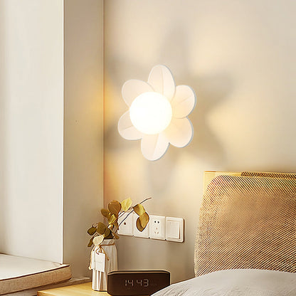 Contemporary Scandinavian Floral Orb Resin 1-Light Wall Sconce Lamp For Bedroom