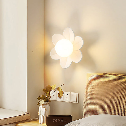 Contemporary Scandinavian Floral Orb Resin 1-Light Wall Sconce Lamp For Bedroom